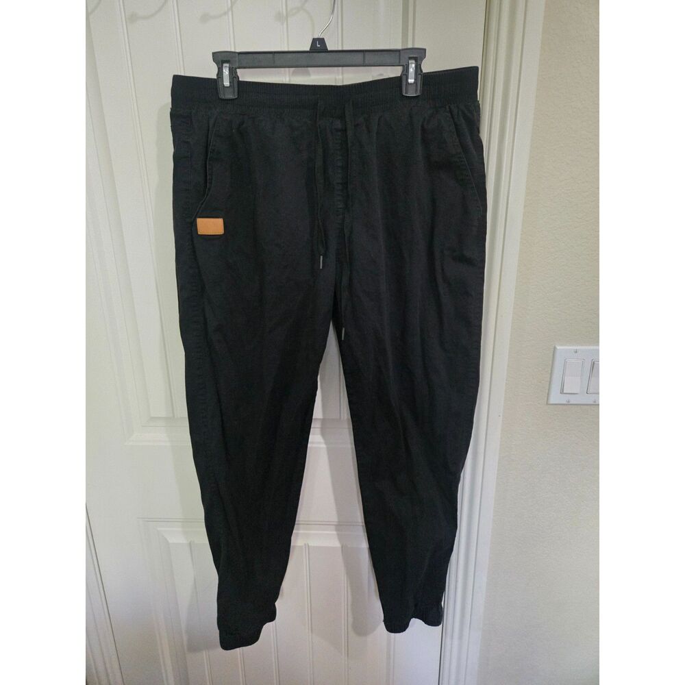 JMIERR Men’s Black Jogger Pants Size 40 Drawstring Elastic Waist Cotton Blend